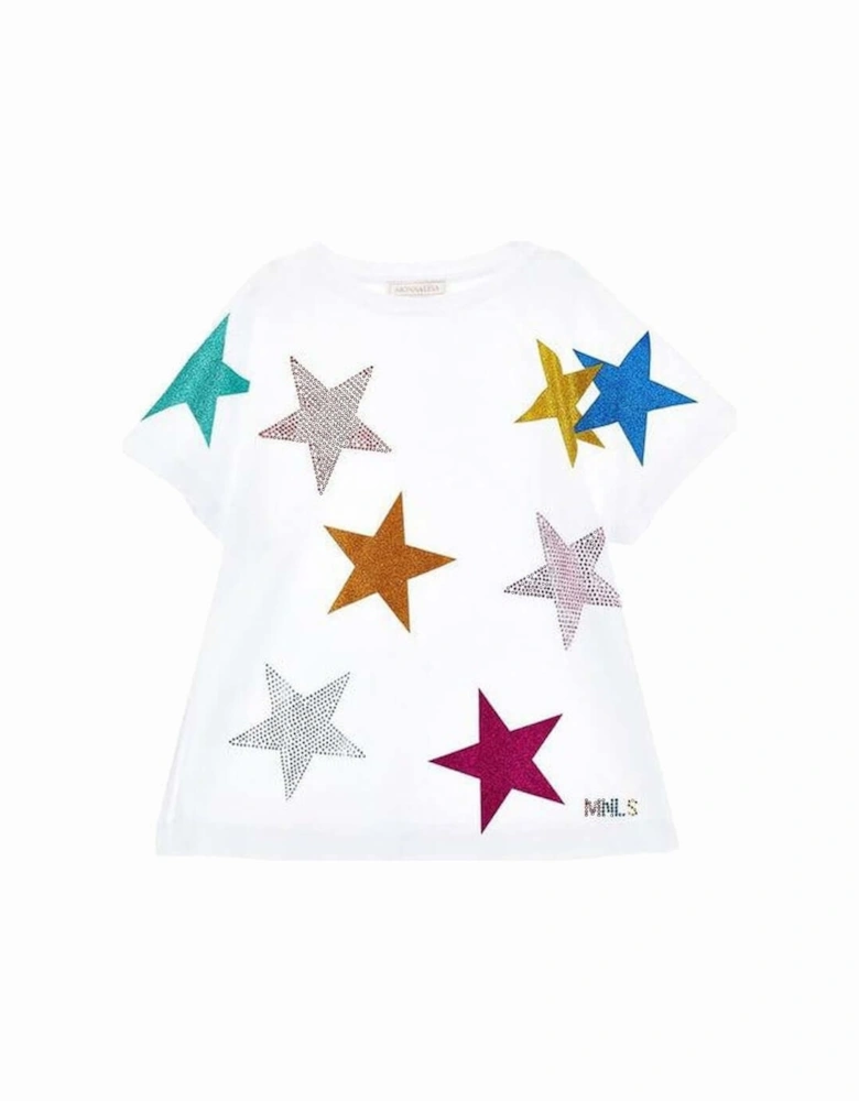 Girls White Star T-shirt