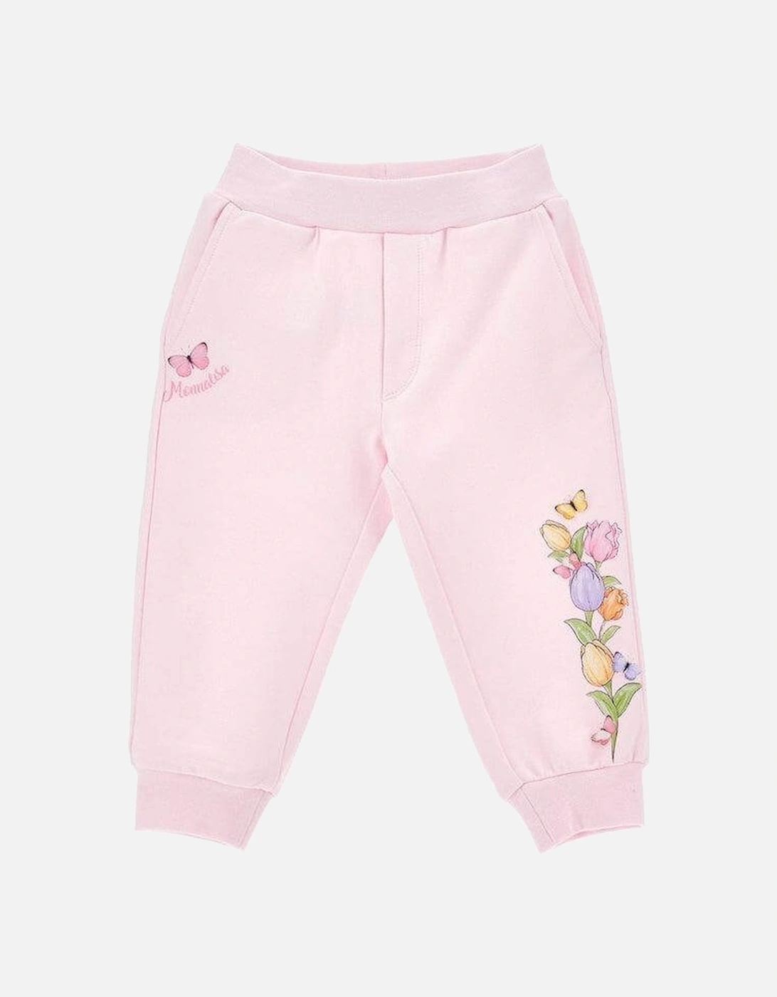Girls Pink Flower Joggers, 5 of 4