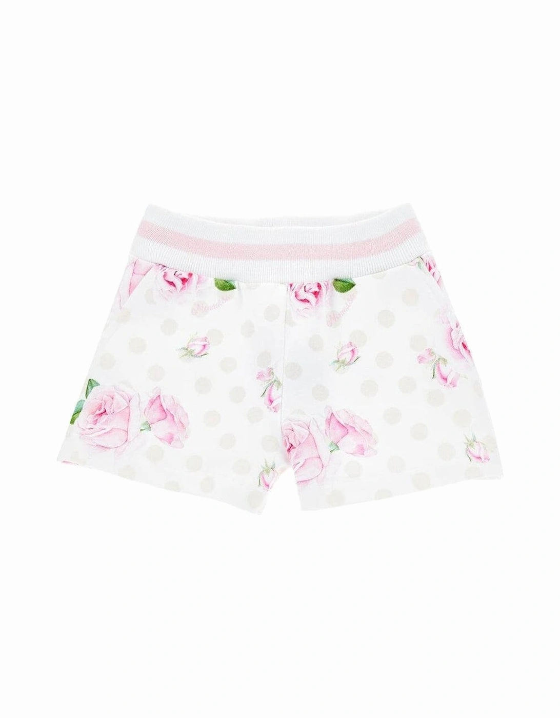 Girls White Rose Print Shorts, 4 of 3