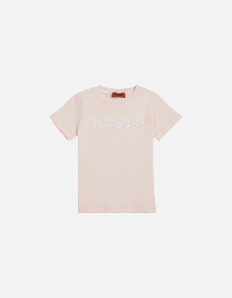 Girls Pink Sequin Logo T-Shirt