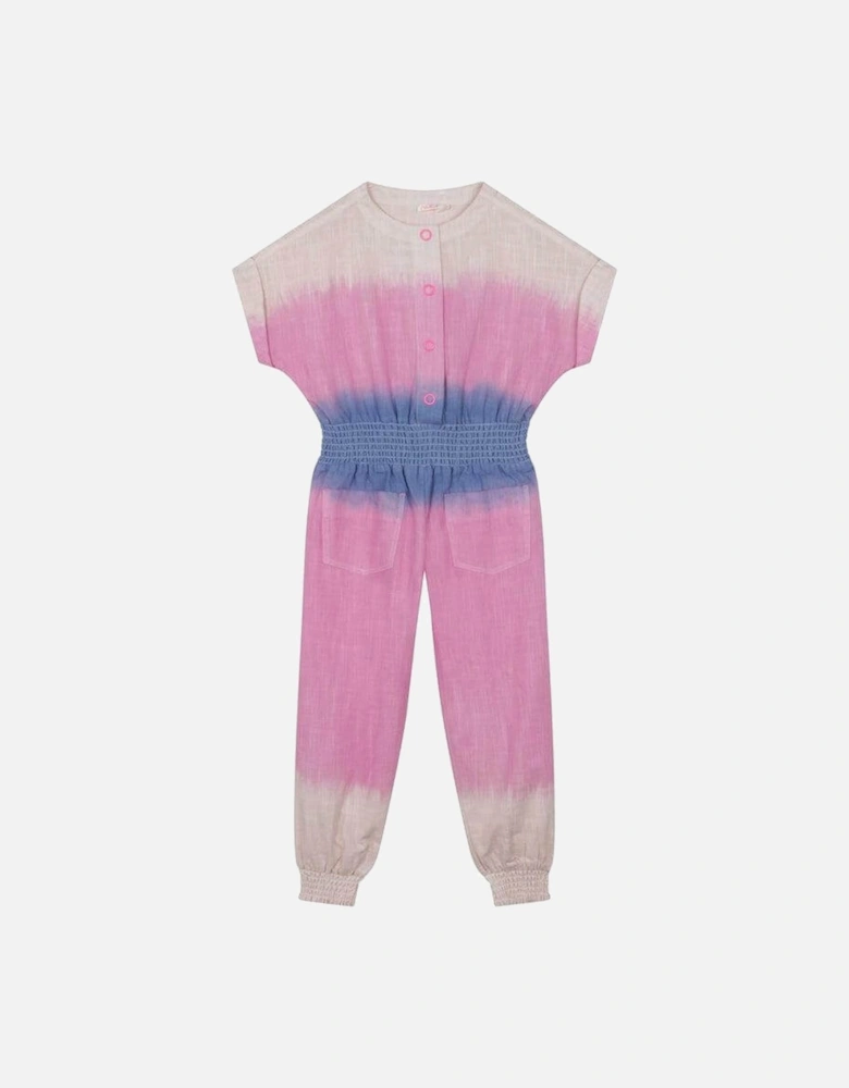 Girls Pink Tie Dye Jumpsuit