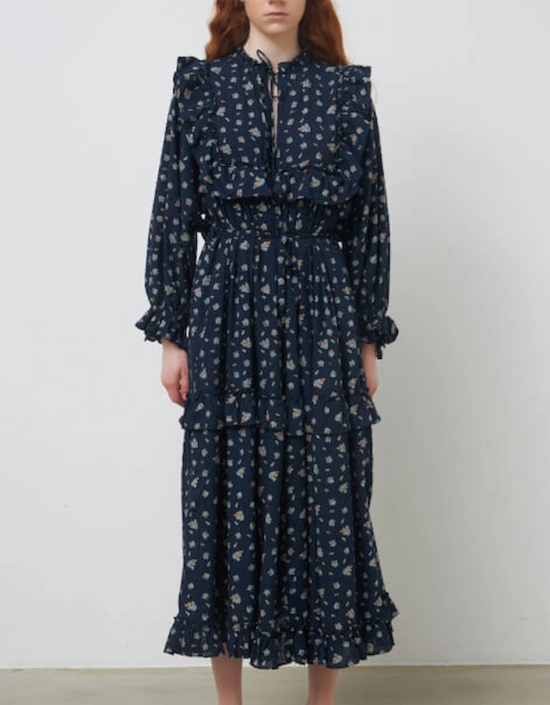 Barbara Floral-Print Cotton Midi Dress