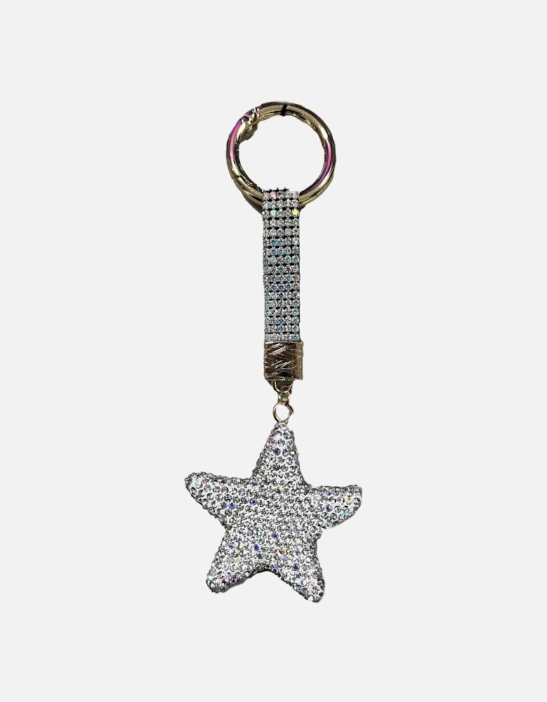 Silver Sequin Star Keyring Bag Charm