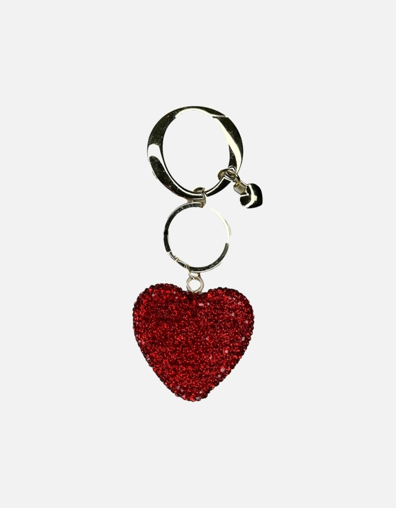 Red Sequin Love Heart Keyring Bag Charm