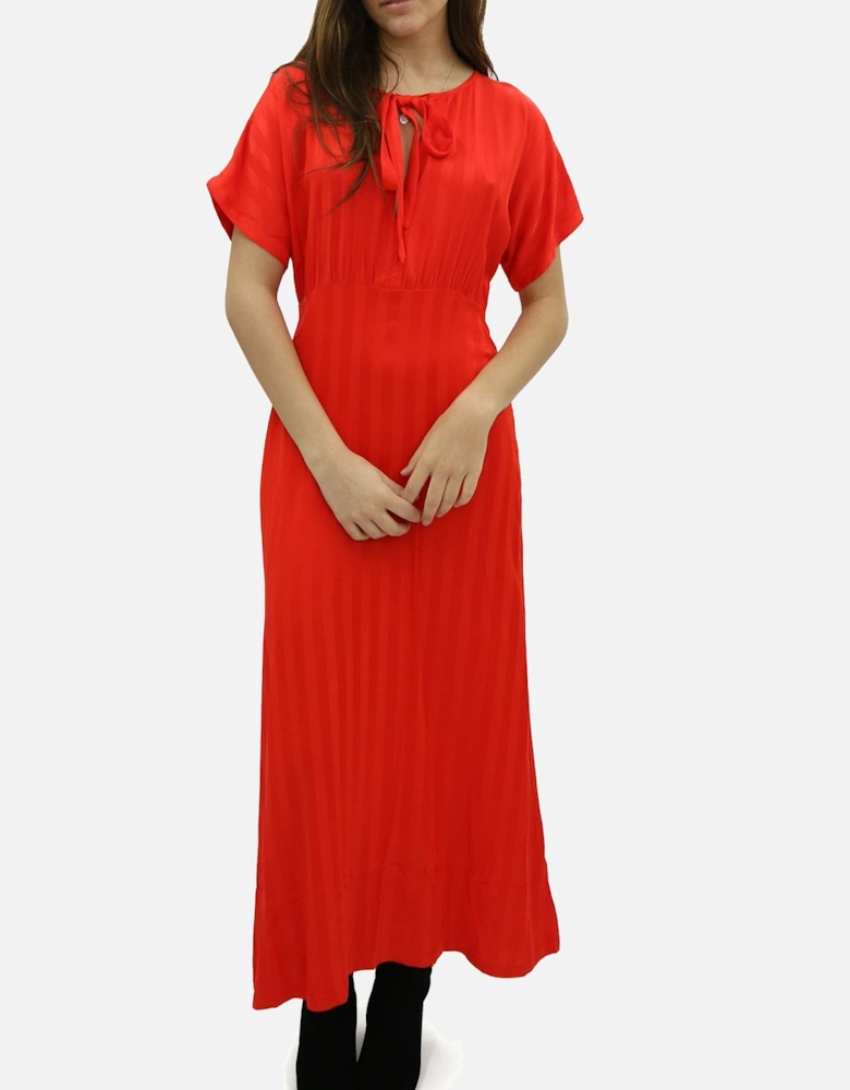 Self Stripe Red Midi Dress