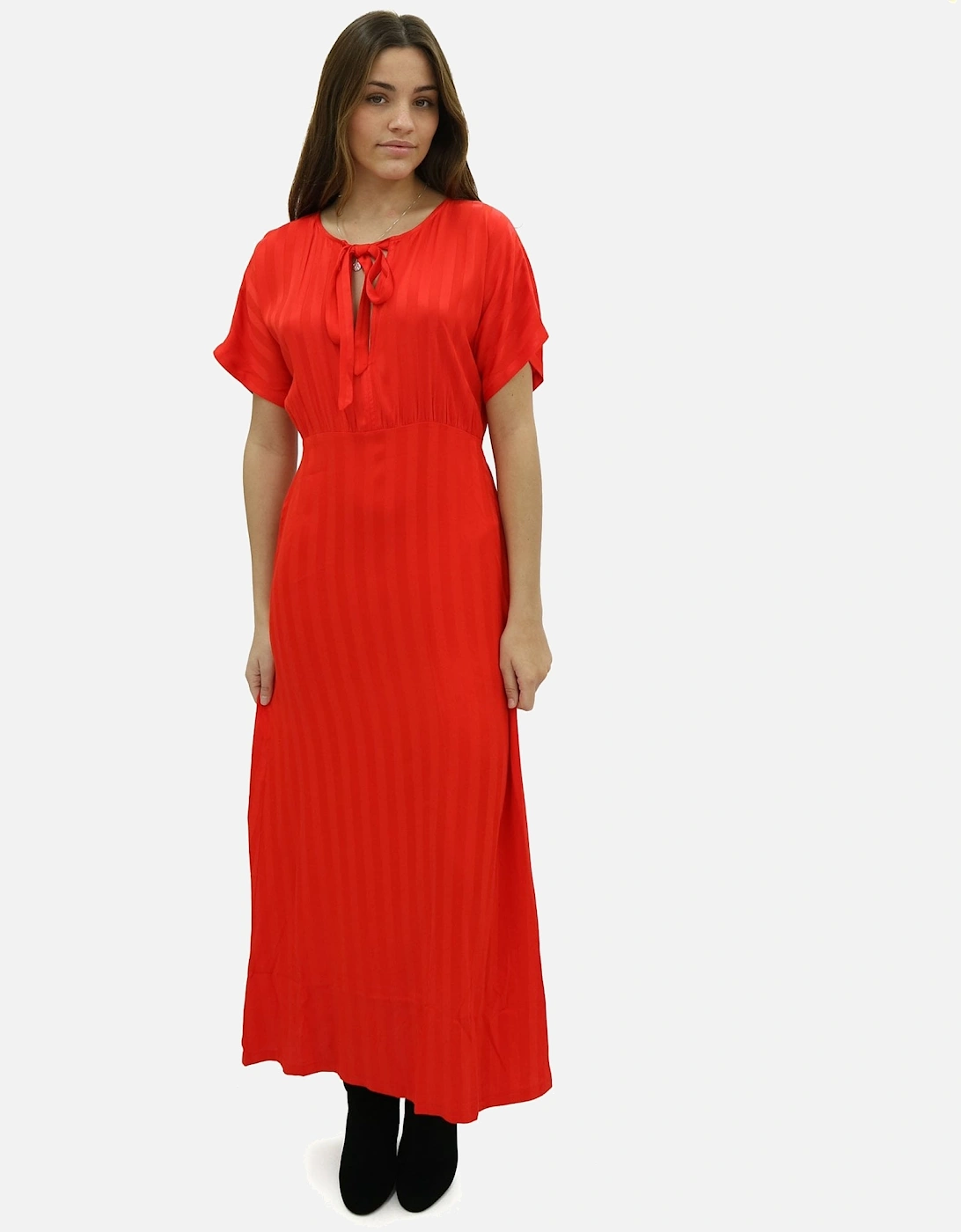 Self Stripe Red Midi Dress