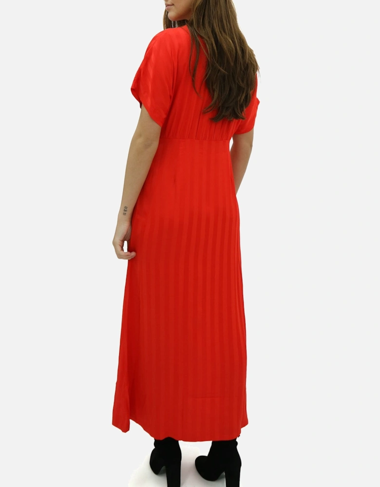 Self Stripe Red Midi Dress