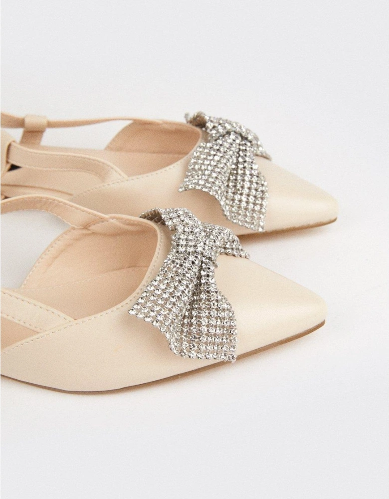 Womens/Ladies Pixie Bow Flat Heel Ballet Shoes