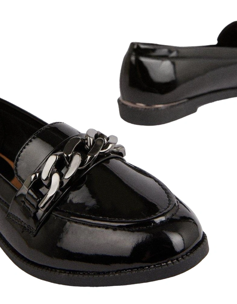 Womens/Ladies Leila Chain Patent PU Loafers