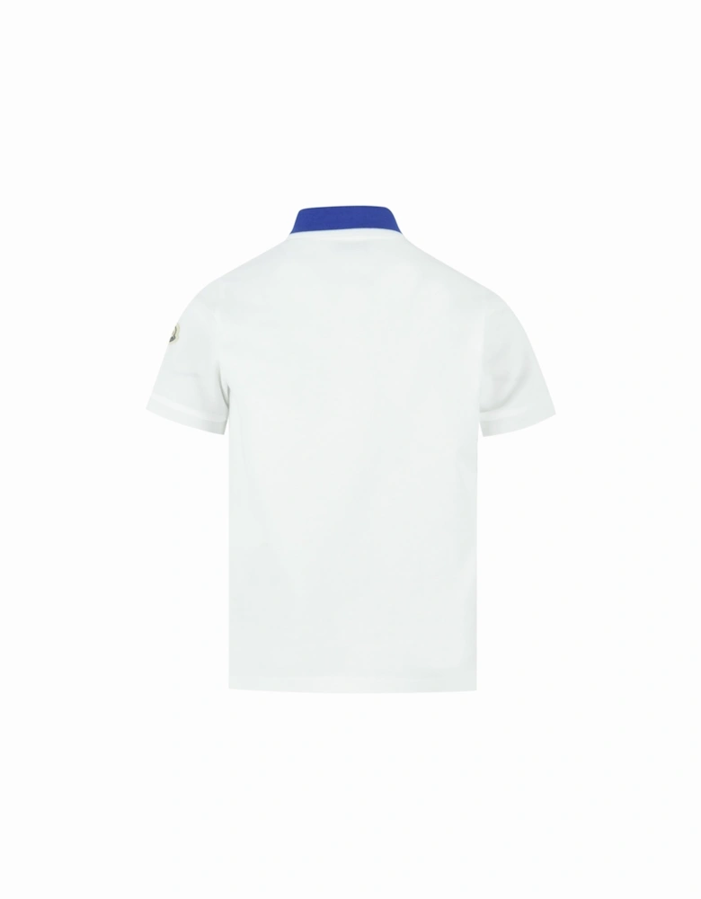 Kids Contrast Collar Polo White