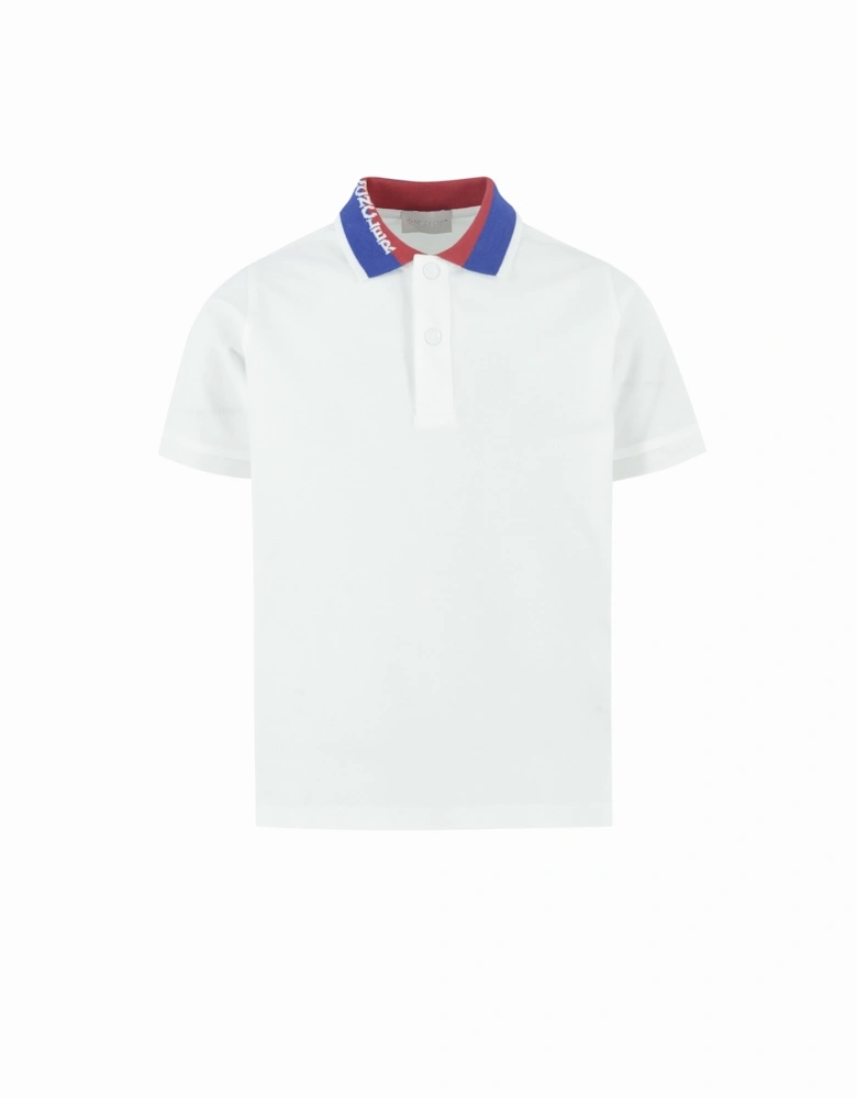 Kids Contrast Collar Polo White