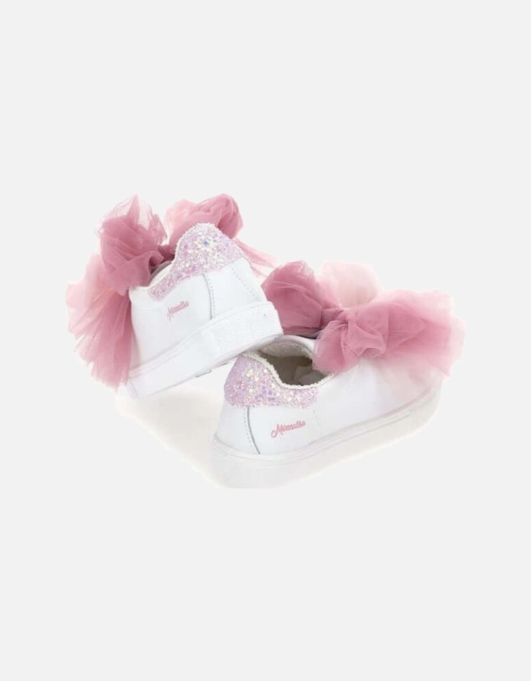 Girls Pink Tulle Bow Trainers