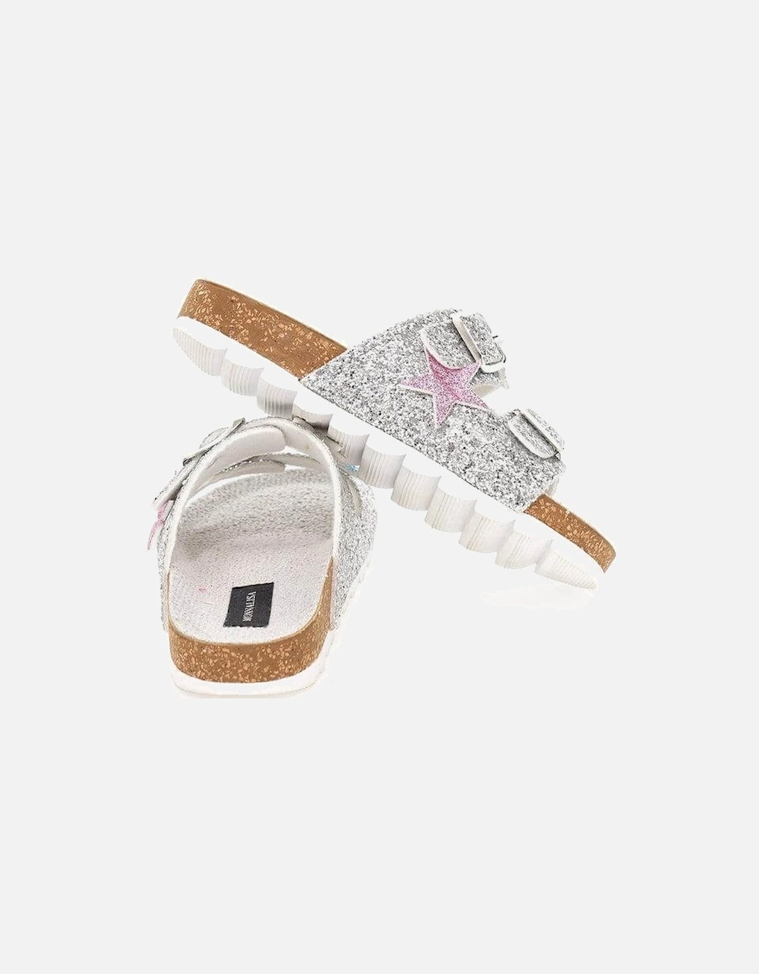 Girls Silver Glitter Star Sandal