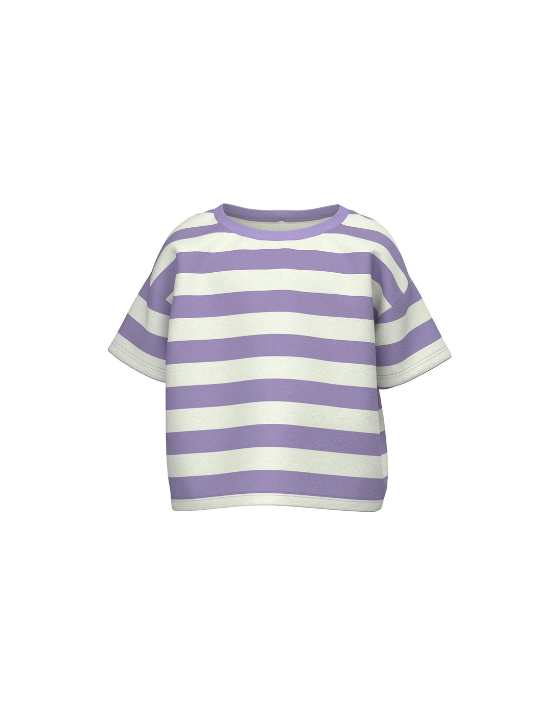 Mini Girls Stripe Boxy Short Sleeve Tshirt - Sand Verbena, 3 of 2