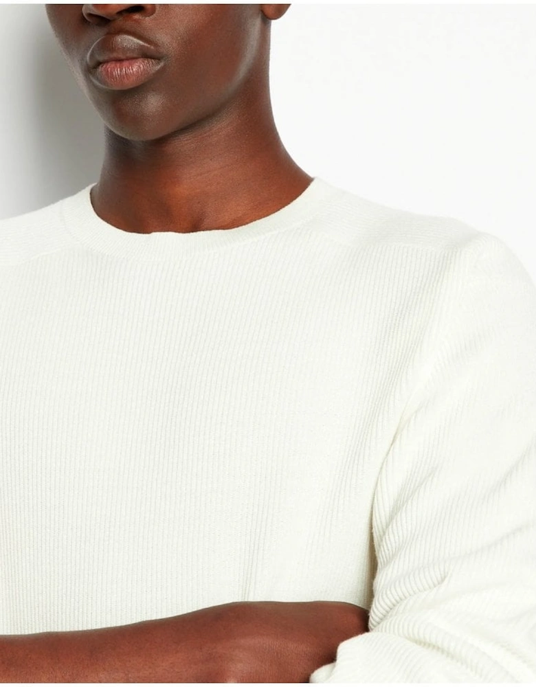 Ribbed Knitted Pullover Off White