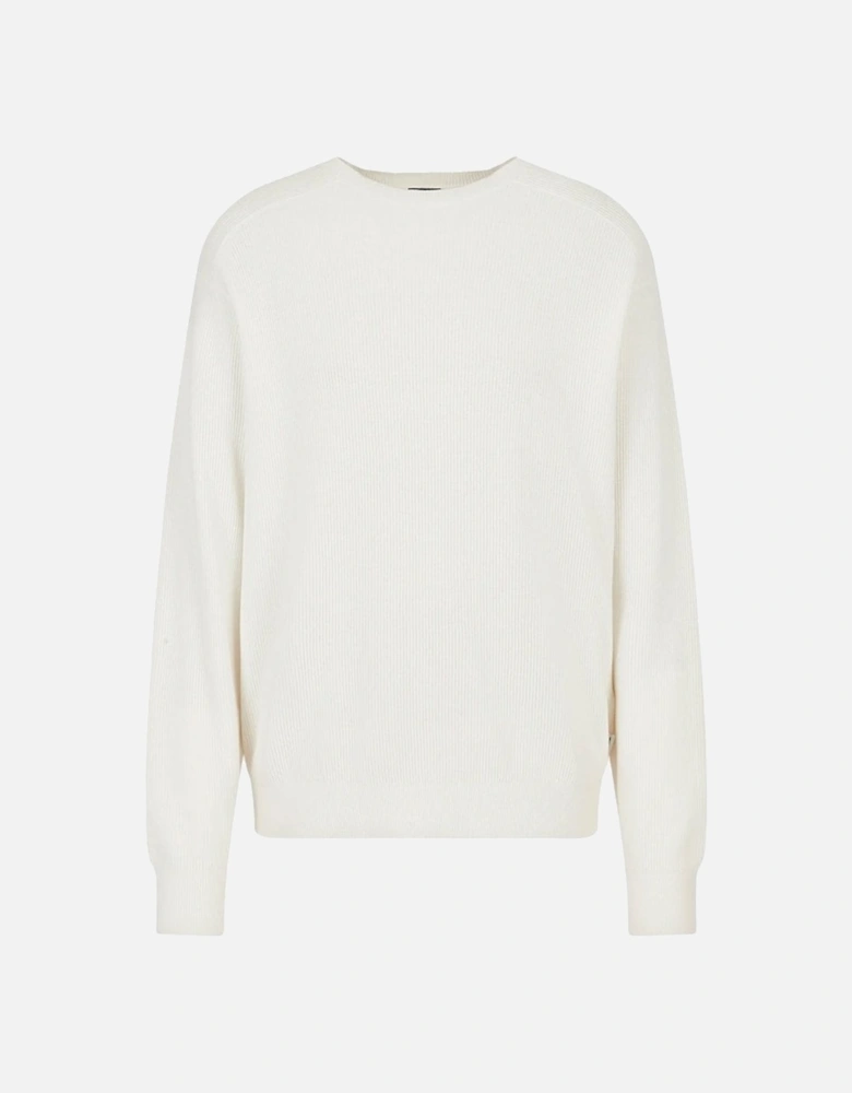 Ribbed Knitted Pullover Off White
