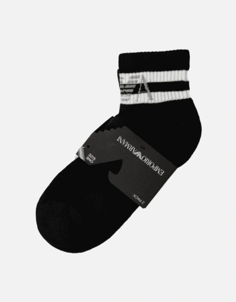 Cotton 2-Pair EA Logo Black Ankle Socks