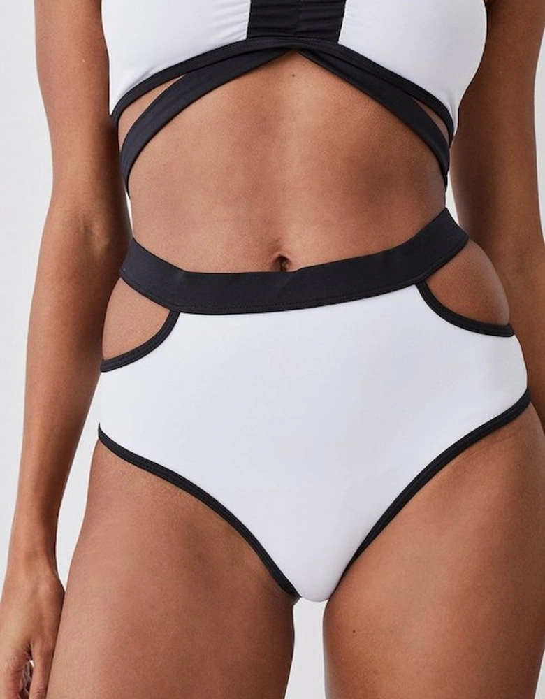 Mono Cut Out High Waist Bikini Bottoms