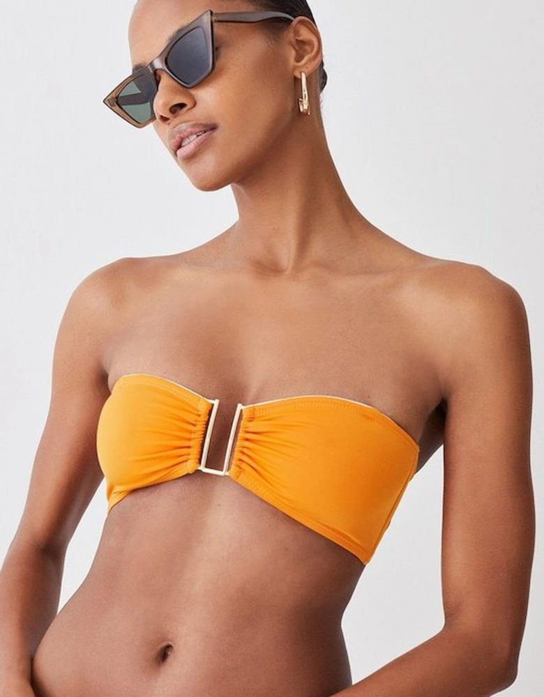 Detachable Strap Gold Trim Bikini Top