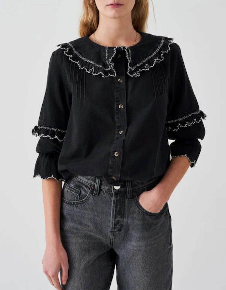 Phoebee Ruffled Cotton Blouse