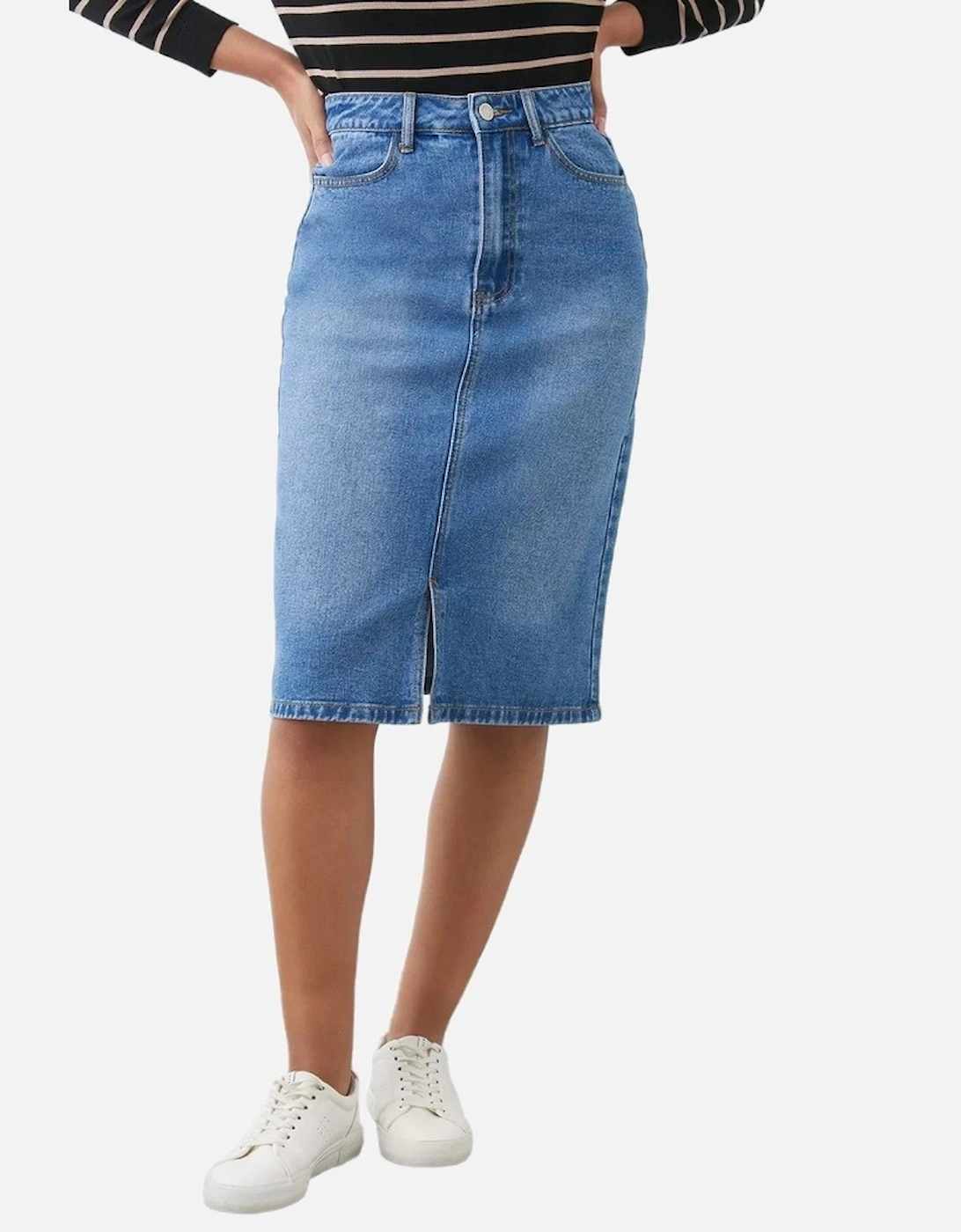 Womens/Ladies Denim Midi Skirt, 5 of 4
