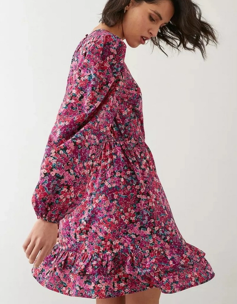 Womens/Ladies Ditsy Print Ruffle Hem Tall Mini Dress