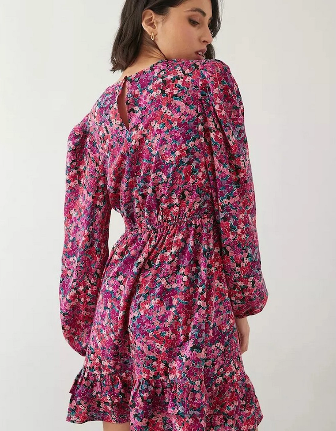 Womens/Ladies Ditsy Print Ruffle Hem Tall Mini Dress