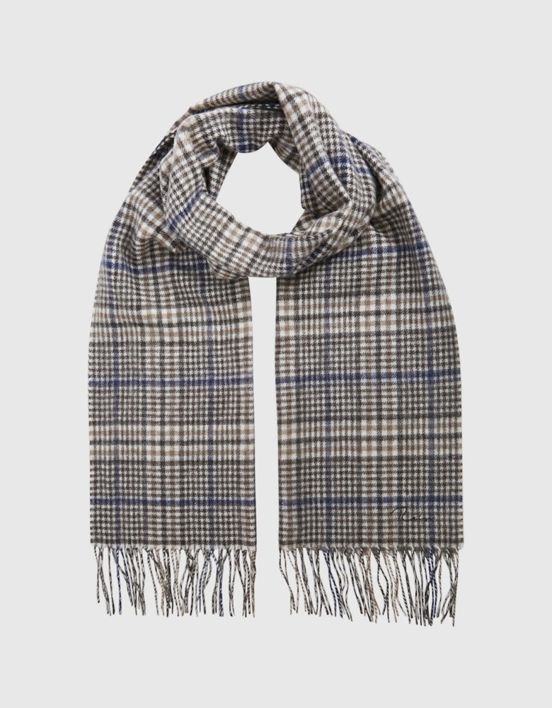 Wool and Cashmere Blend Check Scarf