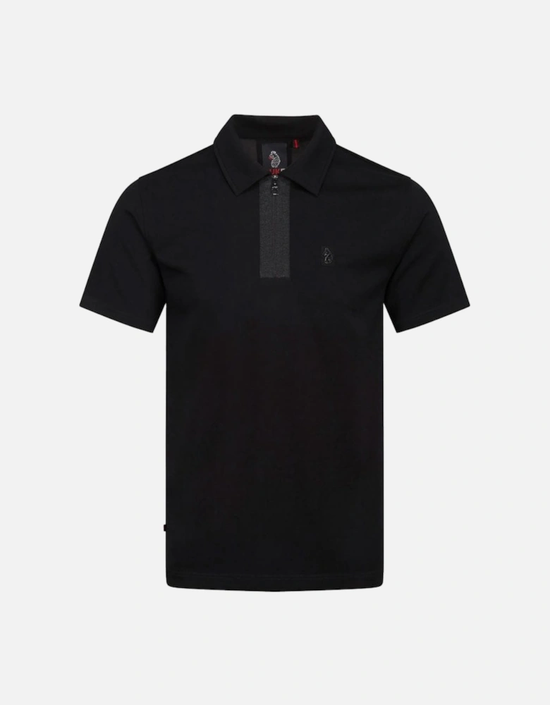 Luke Mainline Zip Polo Shirt Modal Fibre Jet Black