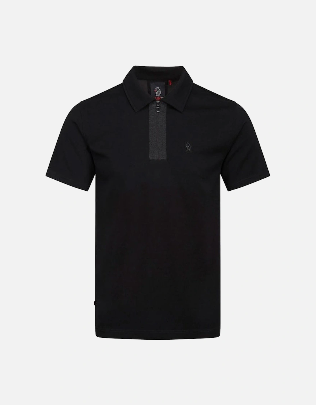 Luke Mainline Zip Polo Shirt Modal Fibre Jet Black, 6 of 5