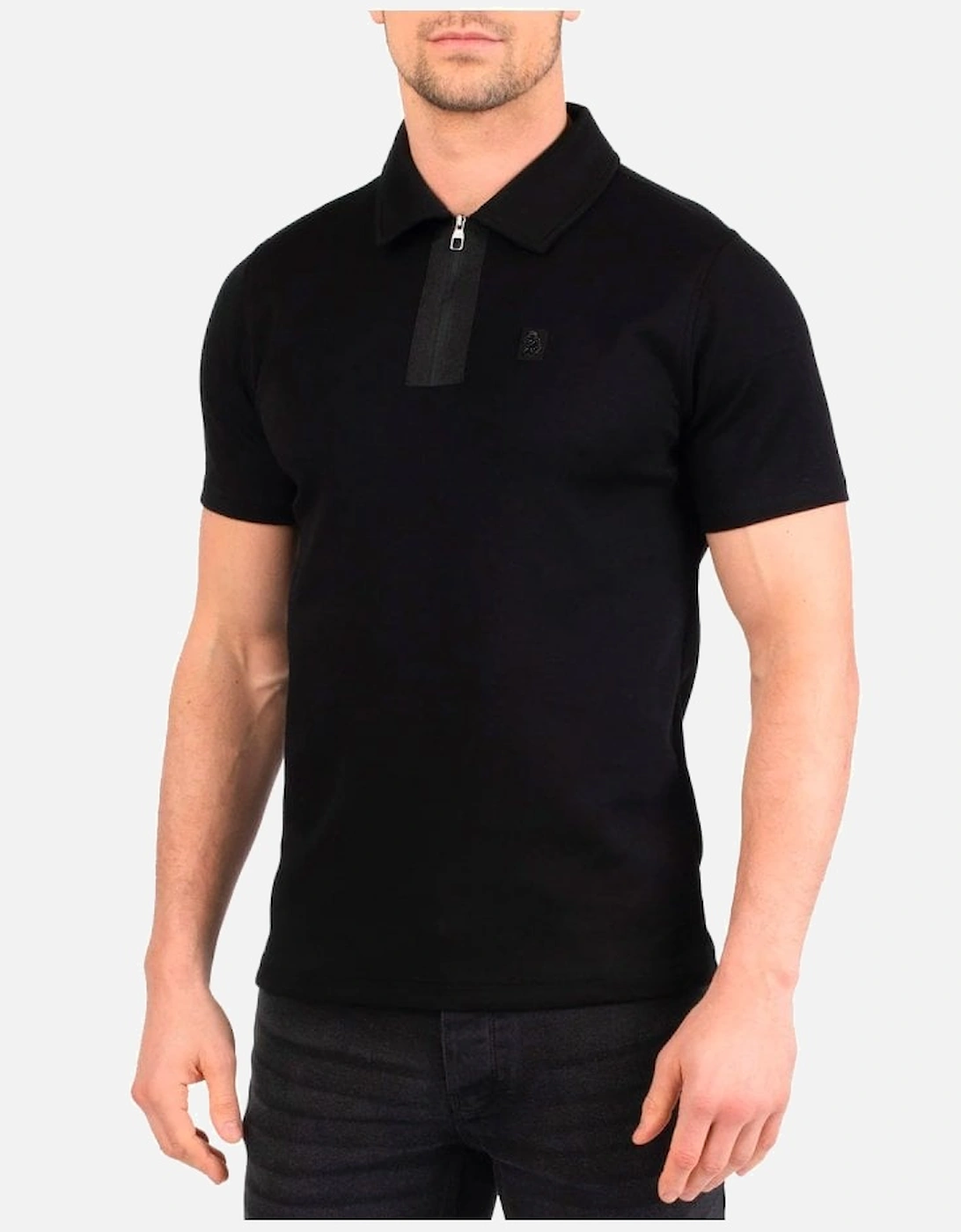 Luke Mainline Zip Polo Shirt Modal Fibre Jet Black