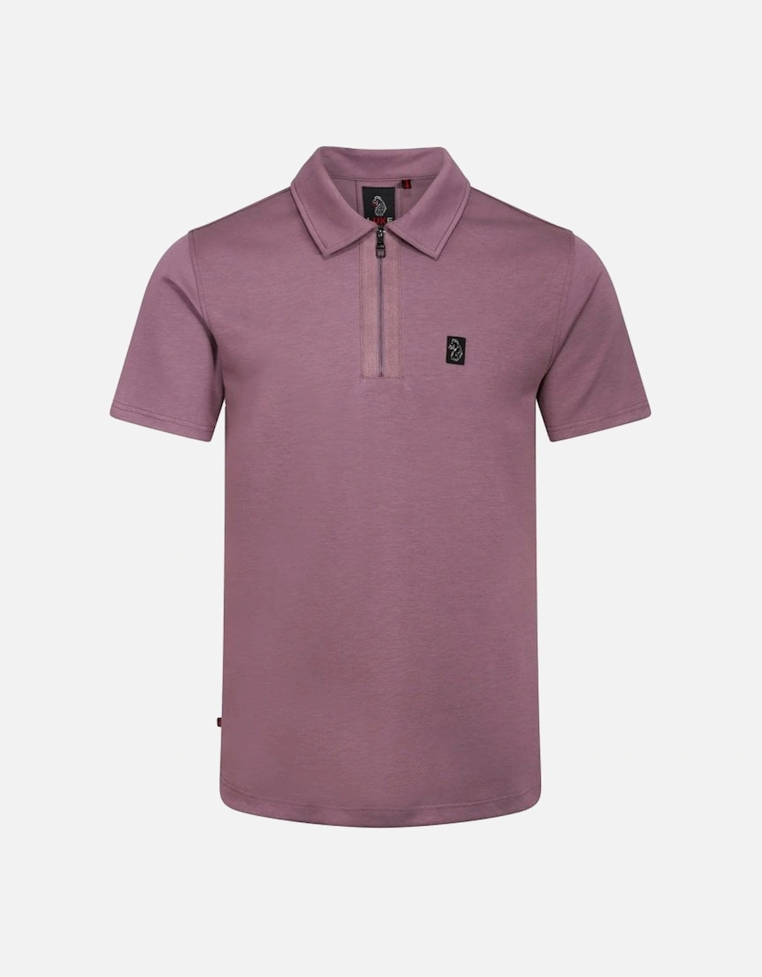 Luke Mainline Zip Polo Shirt Modal Fibre Dark Lilac, 6 of 5