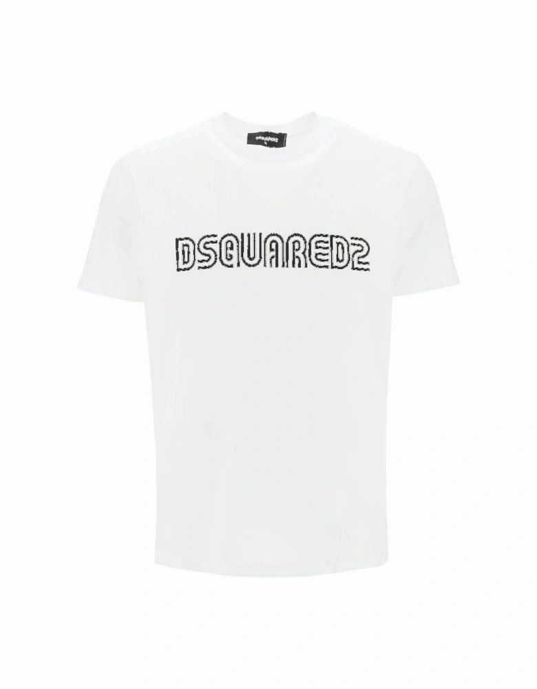 Outline Print T-Shirt in White