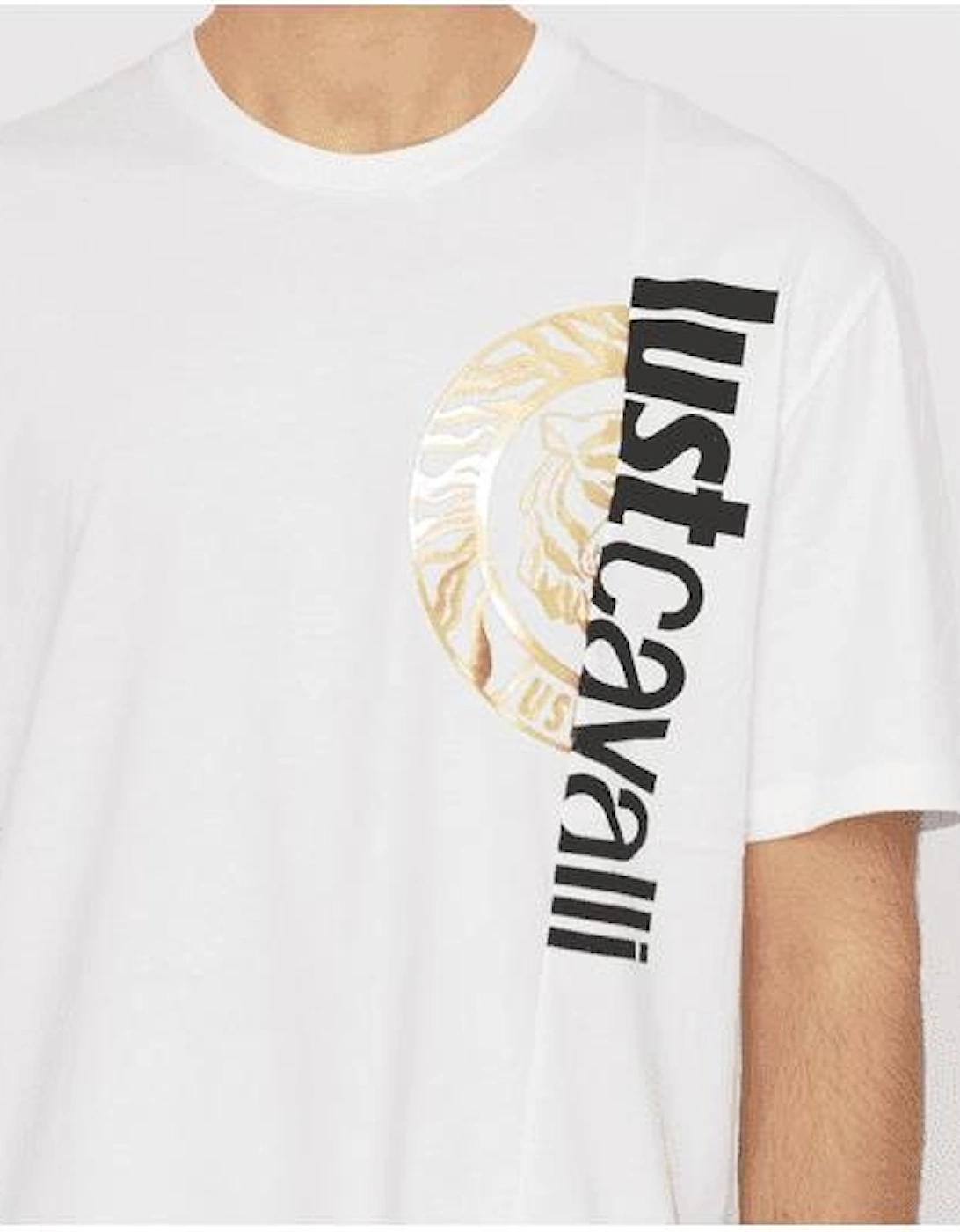 Split Logo Cotton White/Gold T-Shirt