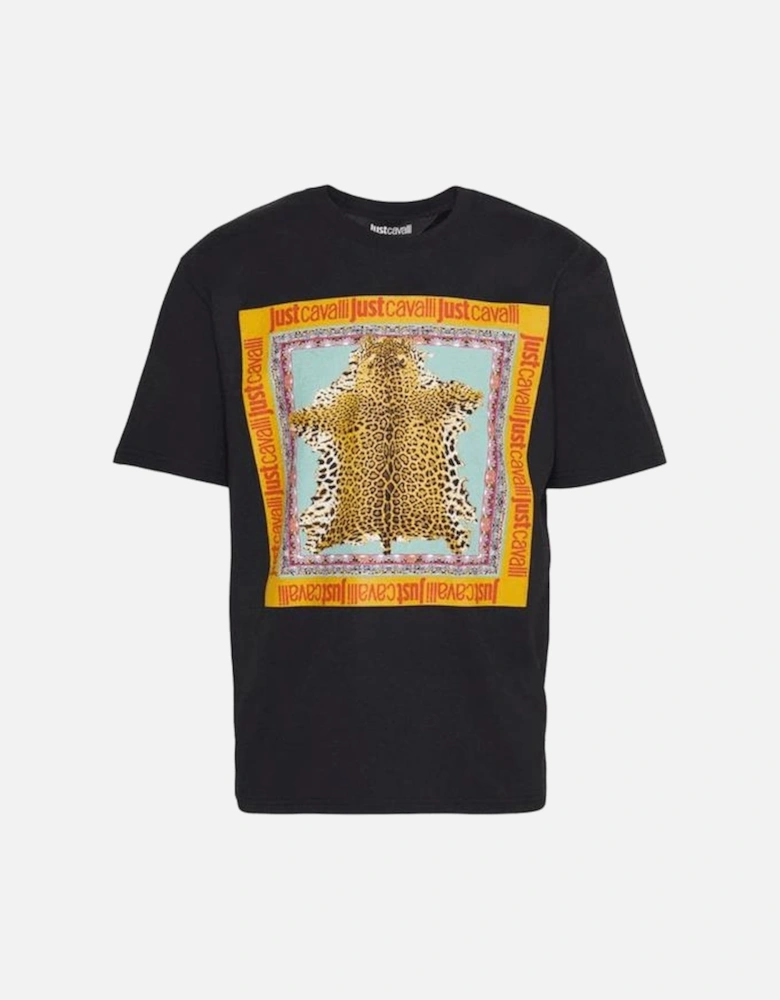 Foulard Cotton Leopard Graphic Black T-Shirt