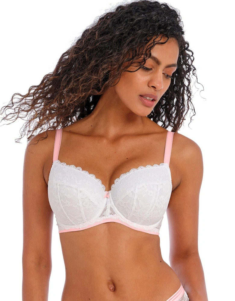 Offbeat Underwired Padded Half Cup Bra - White