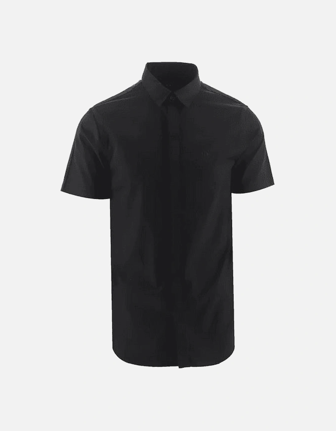 Woven Black Button Up Short Sleeve Shirt, 4 of 3