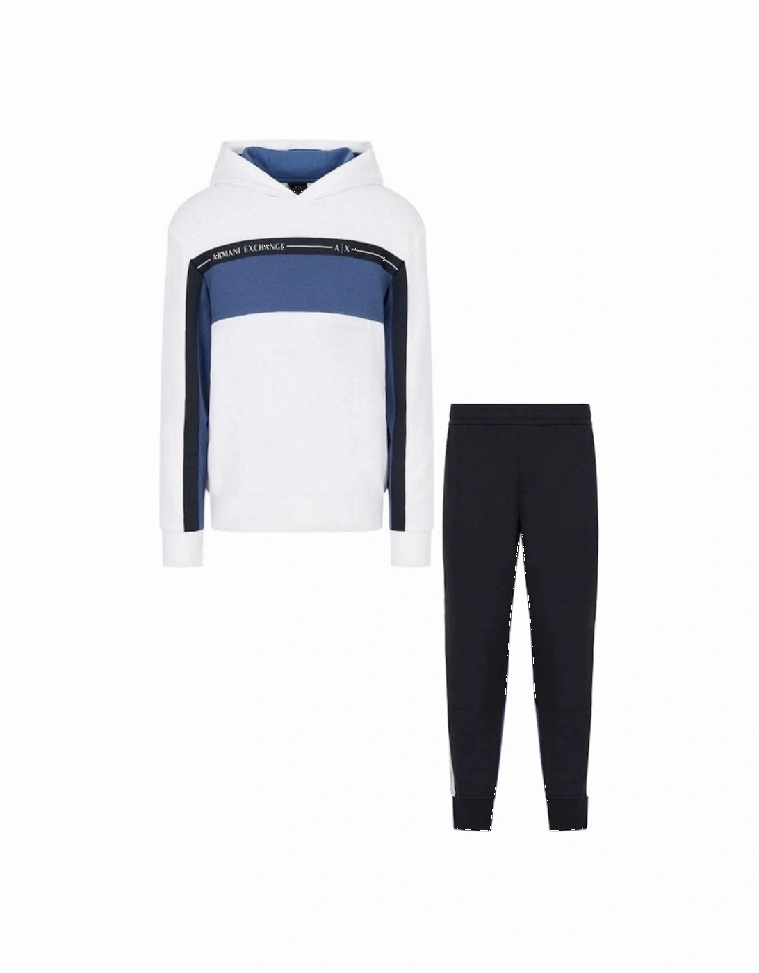 Cotton Pullover Hooded White/Navy Tracksuit, 6 of 5