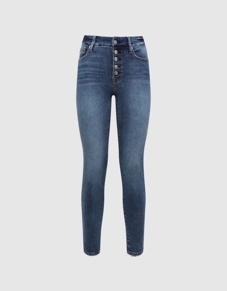 Good American Exposed Button Skinny Jeans