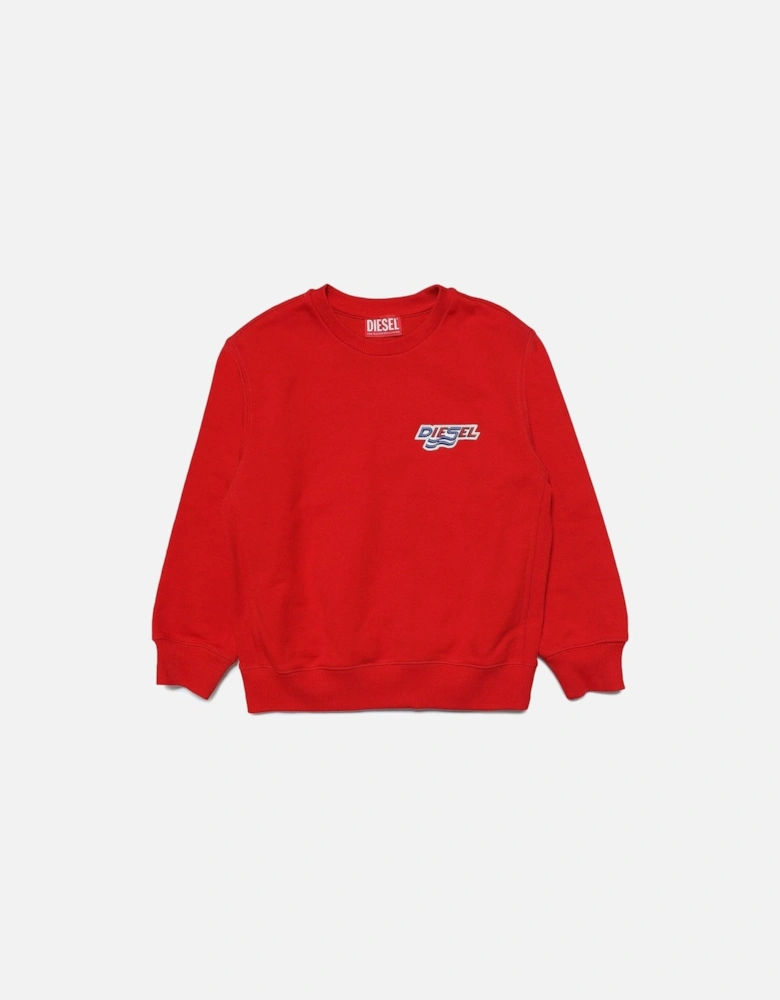 Boys Red Cotton Logo Sweatshirt
