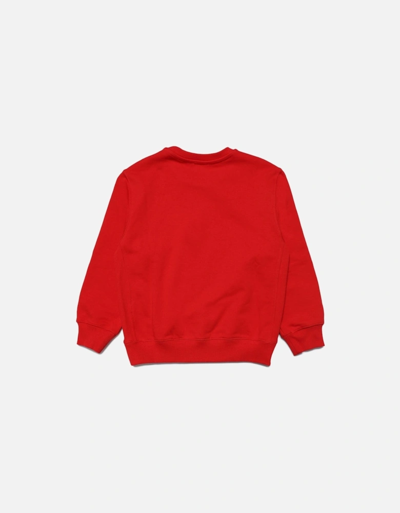 Boys Red Cotton Logo Sweatshirt
