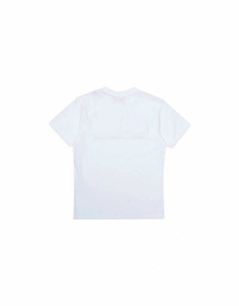 Boys White Living Print T-Shirt