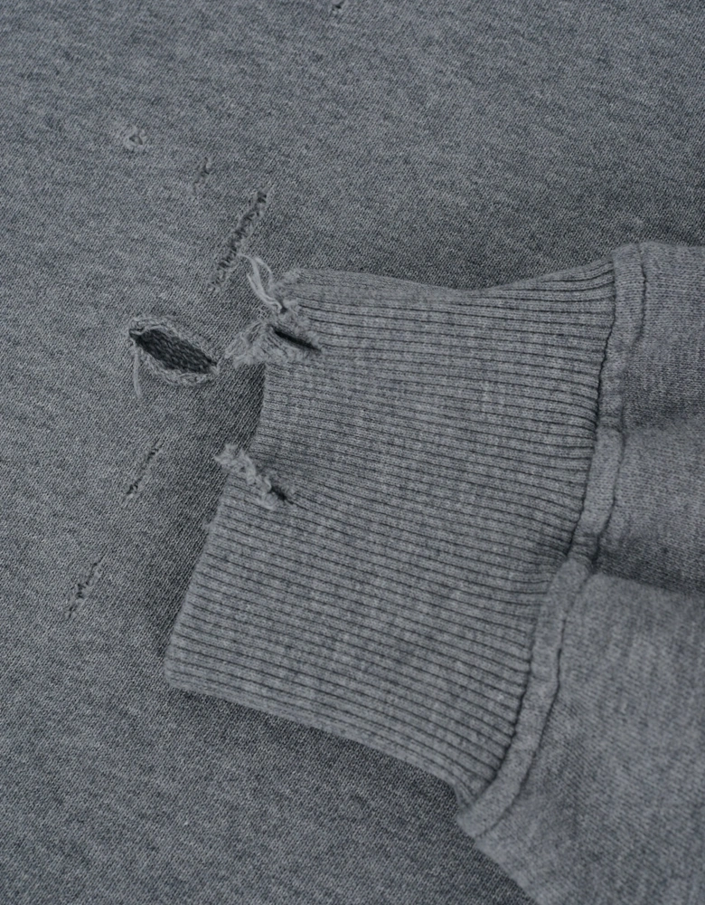 Distressed Plaque Sweatshirt Grey