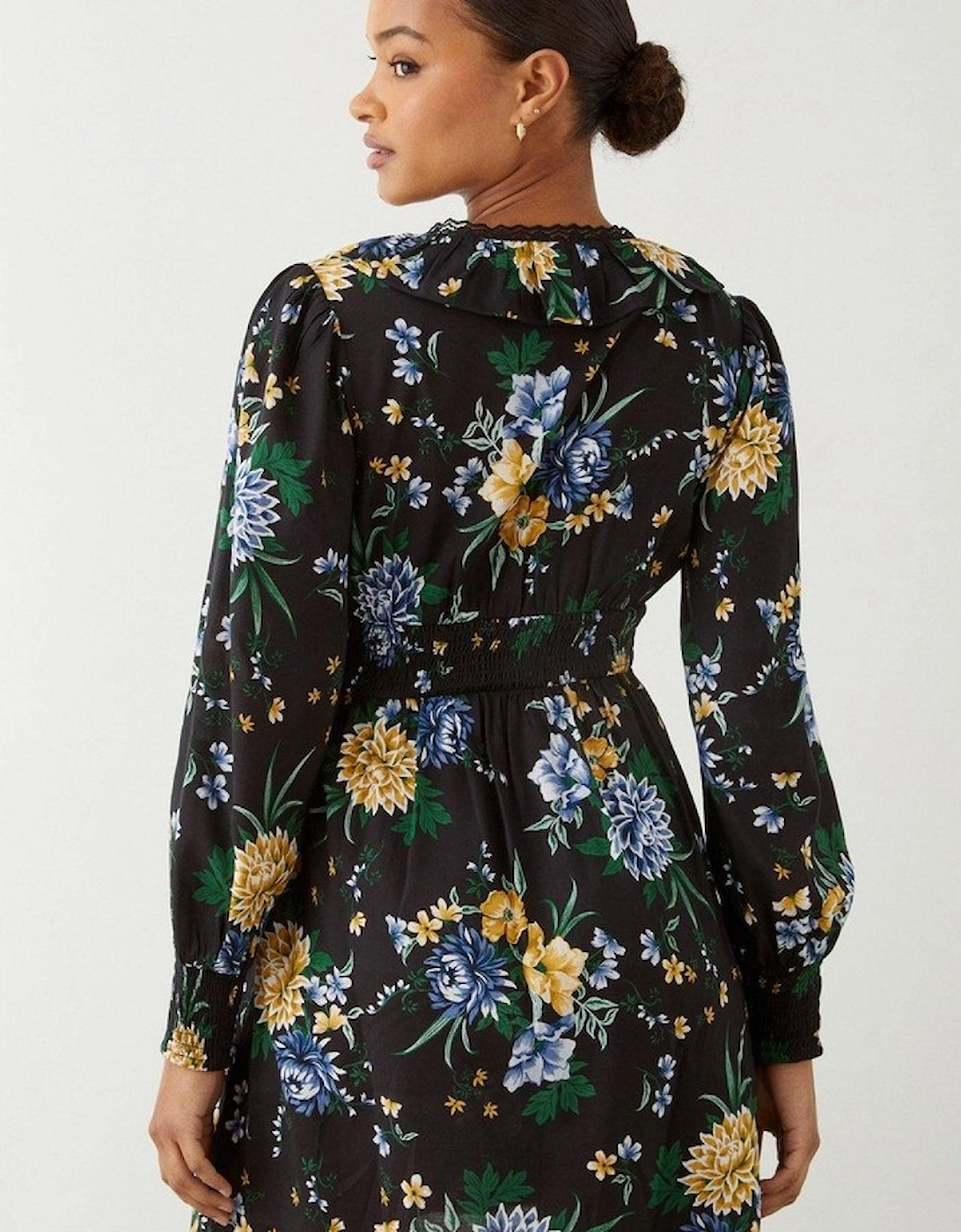 Womens/Ladies Floral Lace Detail Mini Dress