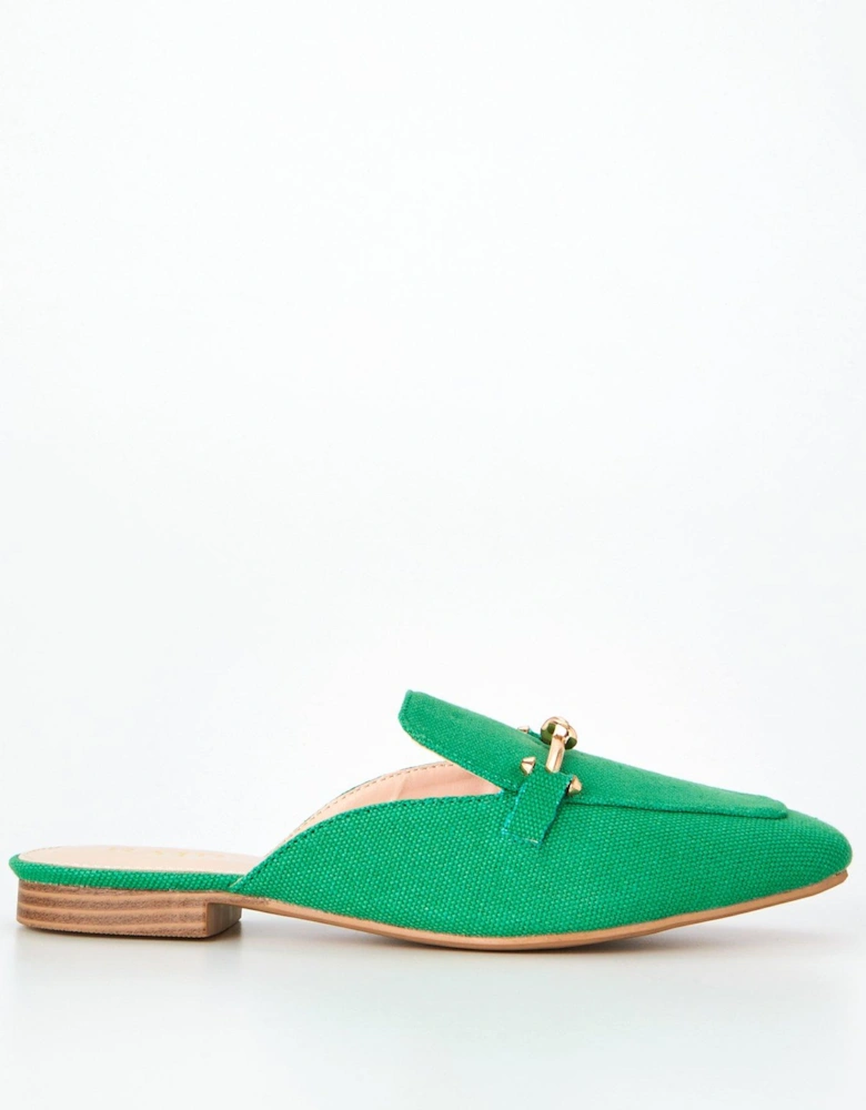 Wide Fit Logan Flat Shoes - Green Canvas