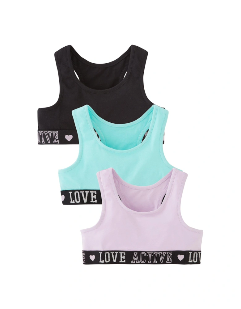 Girls 3 Pack Sports Tops - Multi