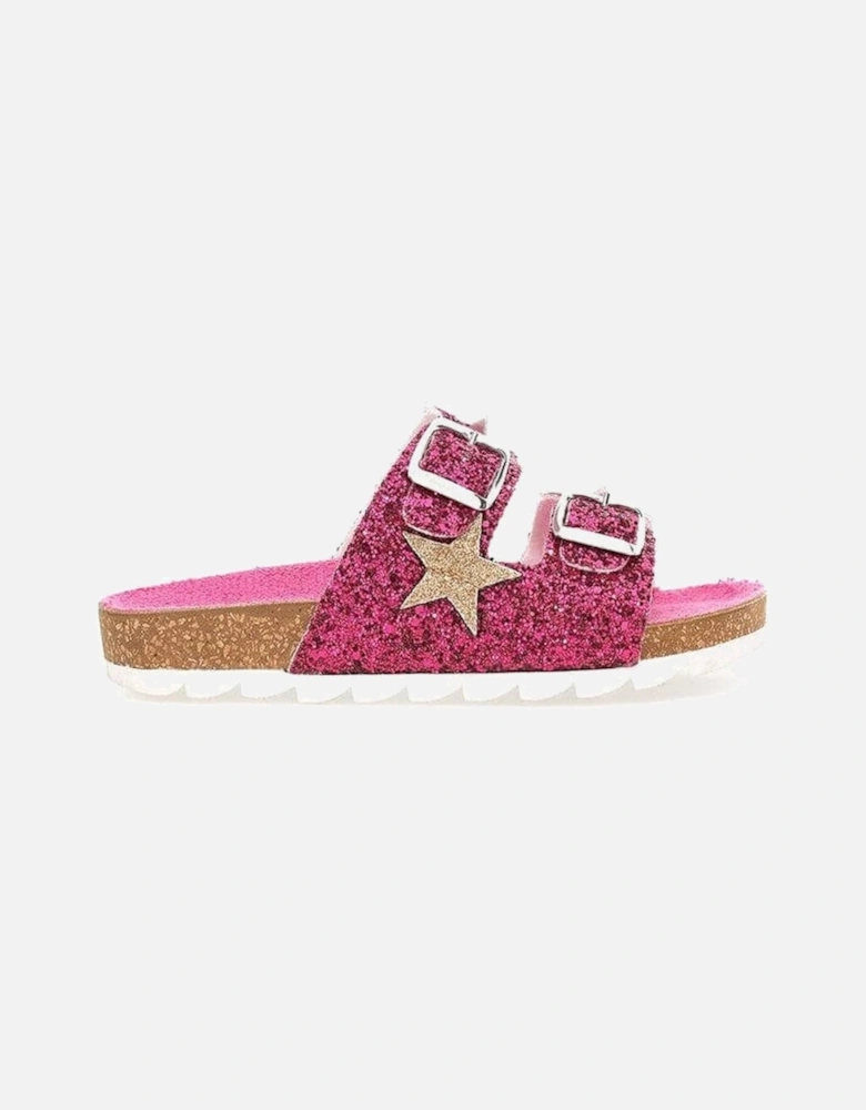 Girls Pink Star Glitter Sandals
