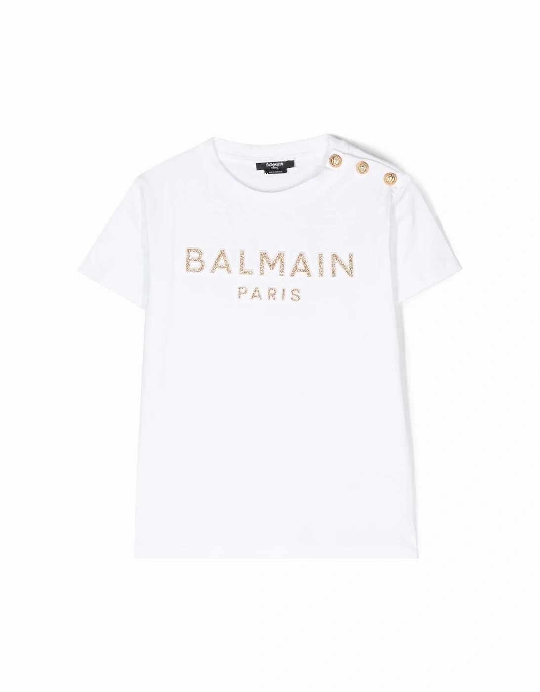 Girls Decorative Gold Logo Print T-shirt White, 2 of 1