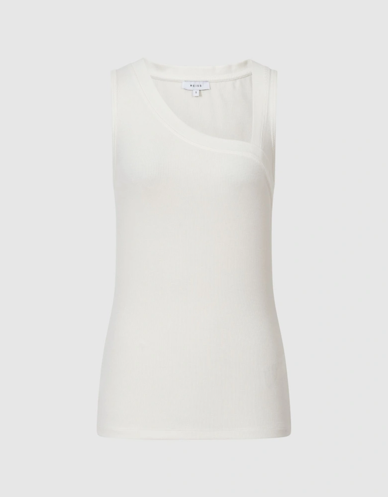 Sleeveless Asymmetric Neckline Top