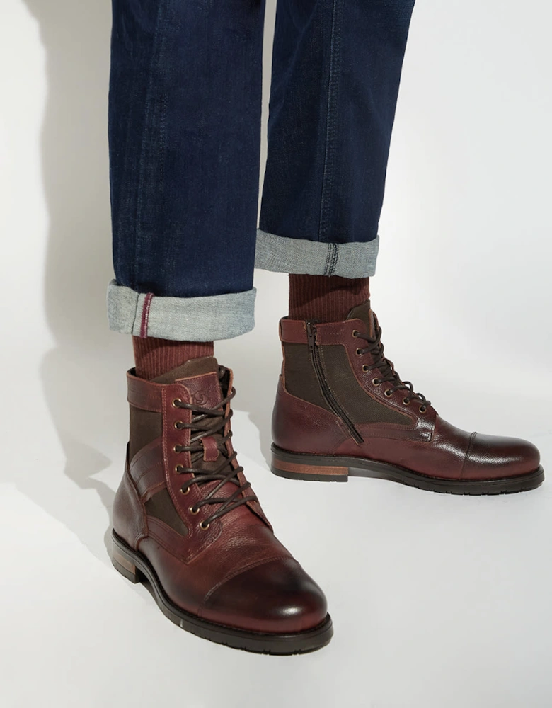 Mens Cornered - Casual Leather Lace-Up Boots